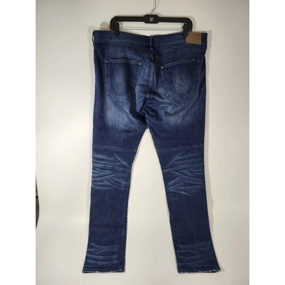 True Religion Striped Jeans Men's 38/32 Rocco Relaxed Skinny 112790 Motorcycle